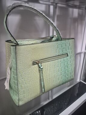 Mint Green Croc-Texture Shoulder Bag - Women
